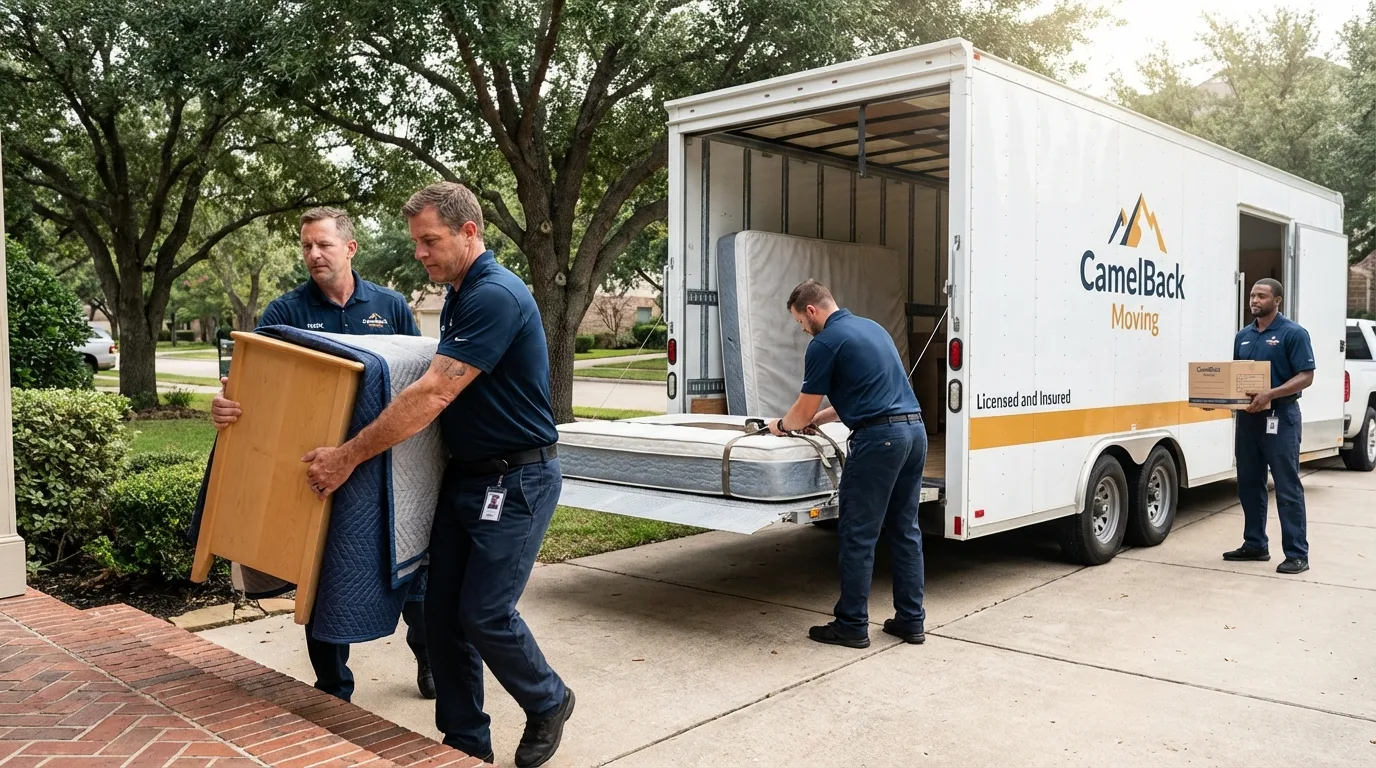 Crew loading residential truck for cross-state move from Mount Arlington, NJ