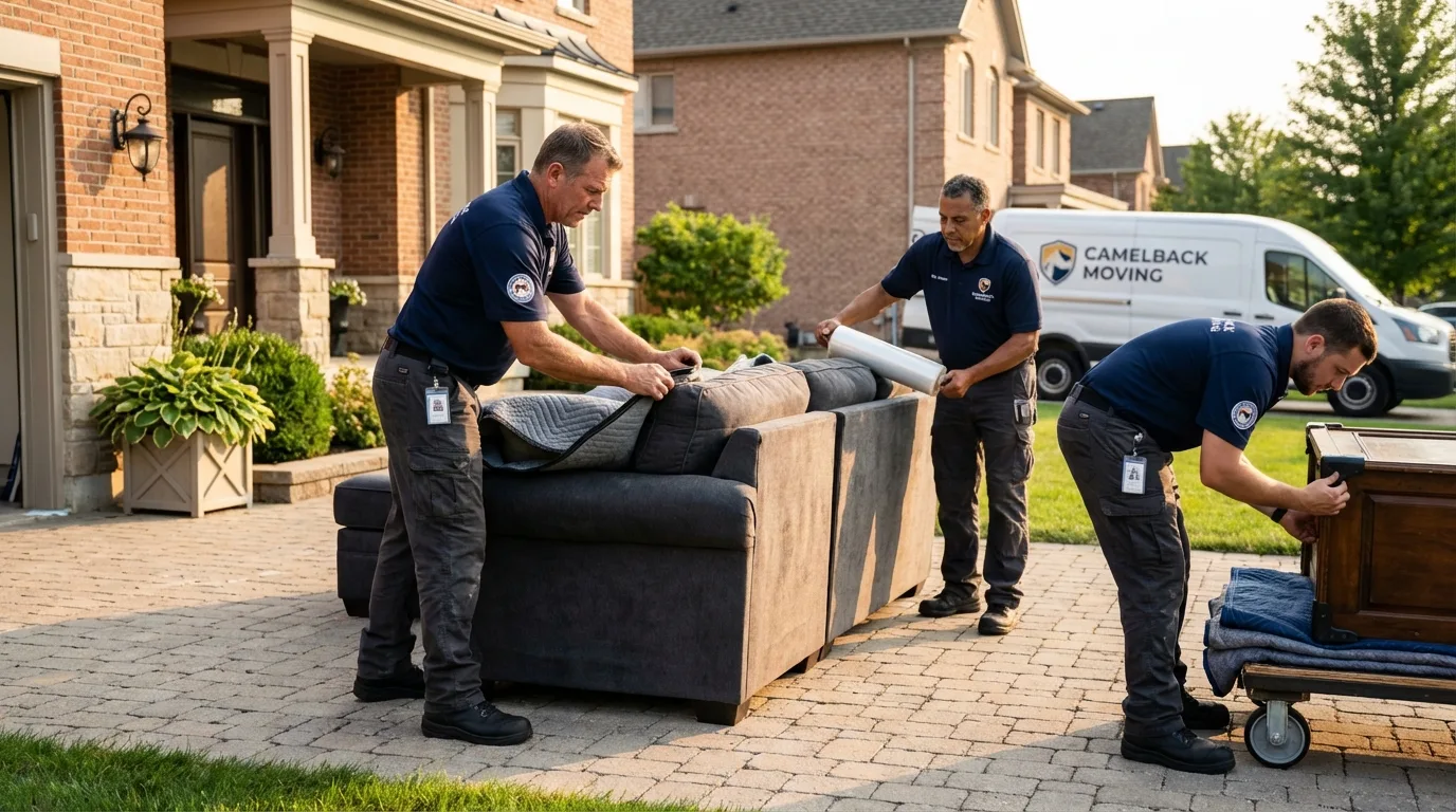 Large estate moving crew wrapping furniture in Mount Arlington, NJ
