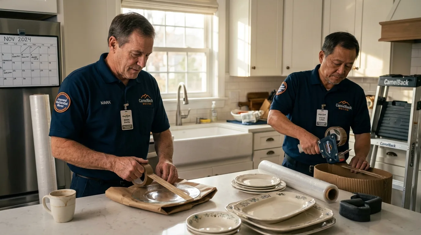 Professional crew packing kitchen dishware in Mount Arlington, NJ